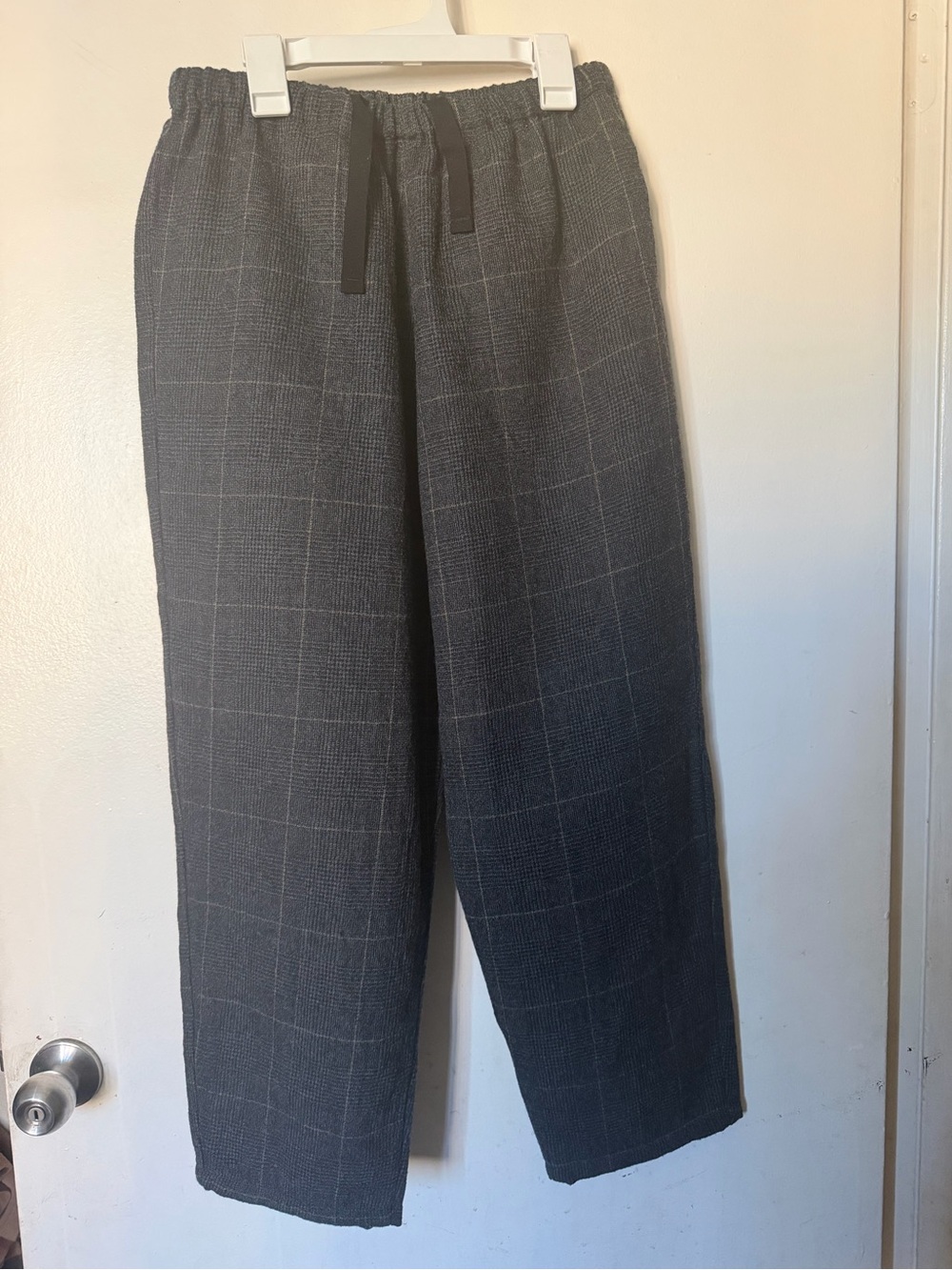 DANTON Japan 100% Wool Plaid Easy Pants Gray Size 38